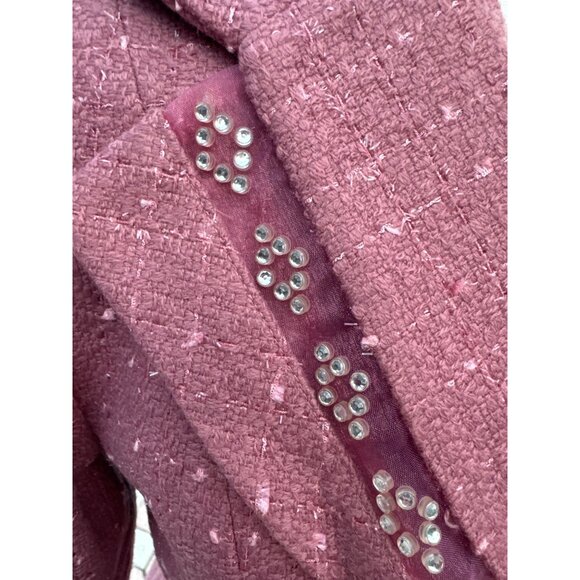 Bloomingdales Vintage Womens Blazer With Rhinestone Detail Textured Pink Fabric - Picture 6 of 9